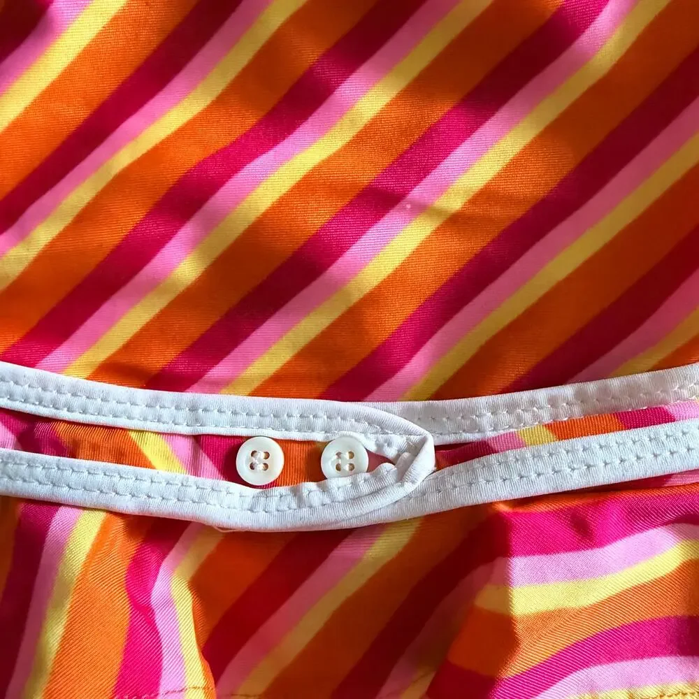 OP Girls Bathing Suit Stripped One Piece Orange Pink Yellow Summer Swim 6 Months